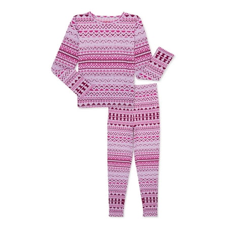 Hanes Girls Micro Fleece Warm Wear Thermal Set  2-Piece Size XL14-16) 