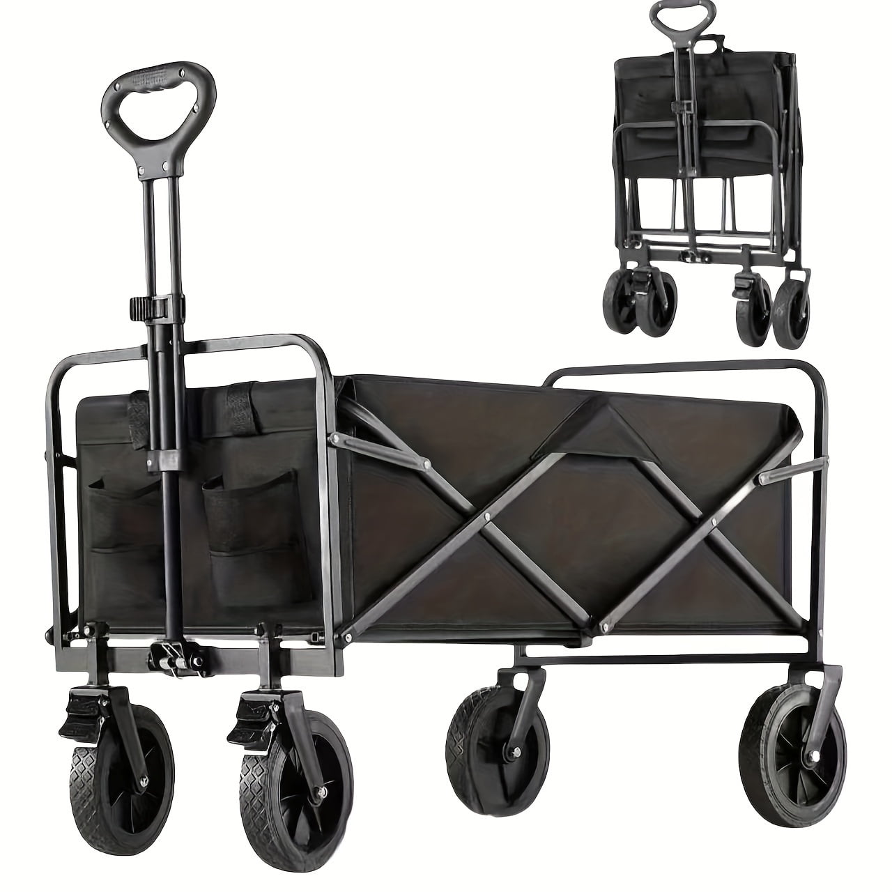 KFFKFF 220 lbs Heavy Duty Collapsible Folding Wagon 2 cu.ft