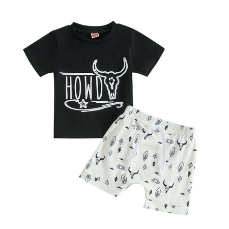 

Toddler Boys Girls Short Sleeve Cartoon Printed T Shirt Tops Shorts Outfits Kid Dark Hoodie Set