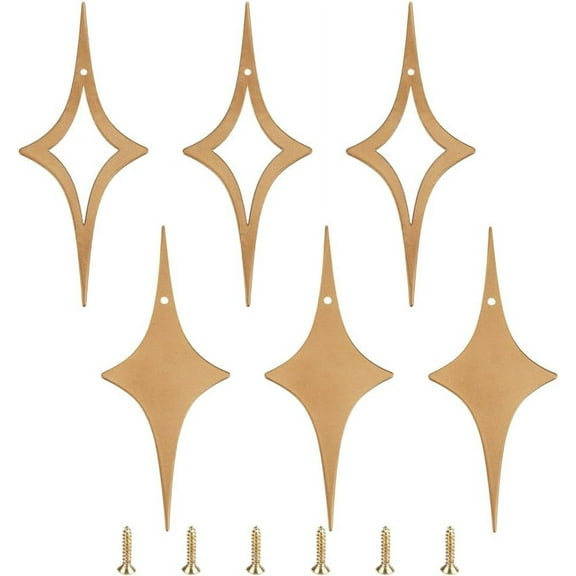 6Pcs Metal Star Wall Decor 4.7x1.9x0.08 Inch Gold Stars Wall Decor Mid Century Modern Decor Iron Wall Accents with Hollow Star with Screw for Home Office Wall Decoration Accessories