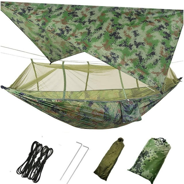 Camping Hammock with Mosquito Net and Rainfly, Tarn Camo Design