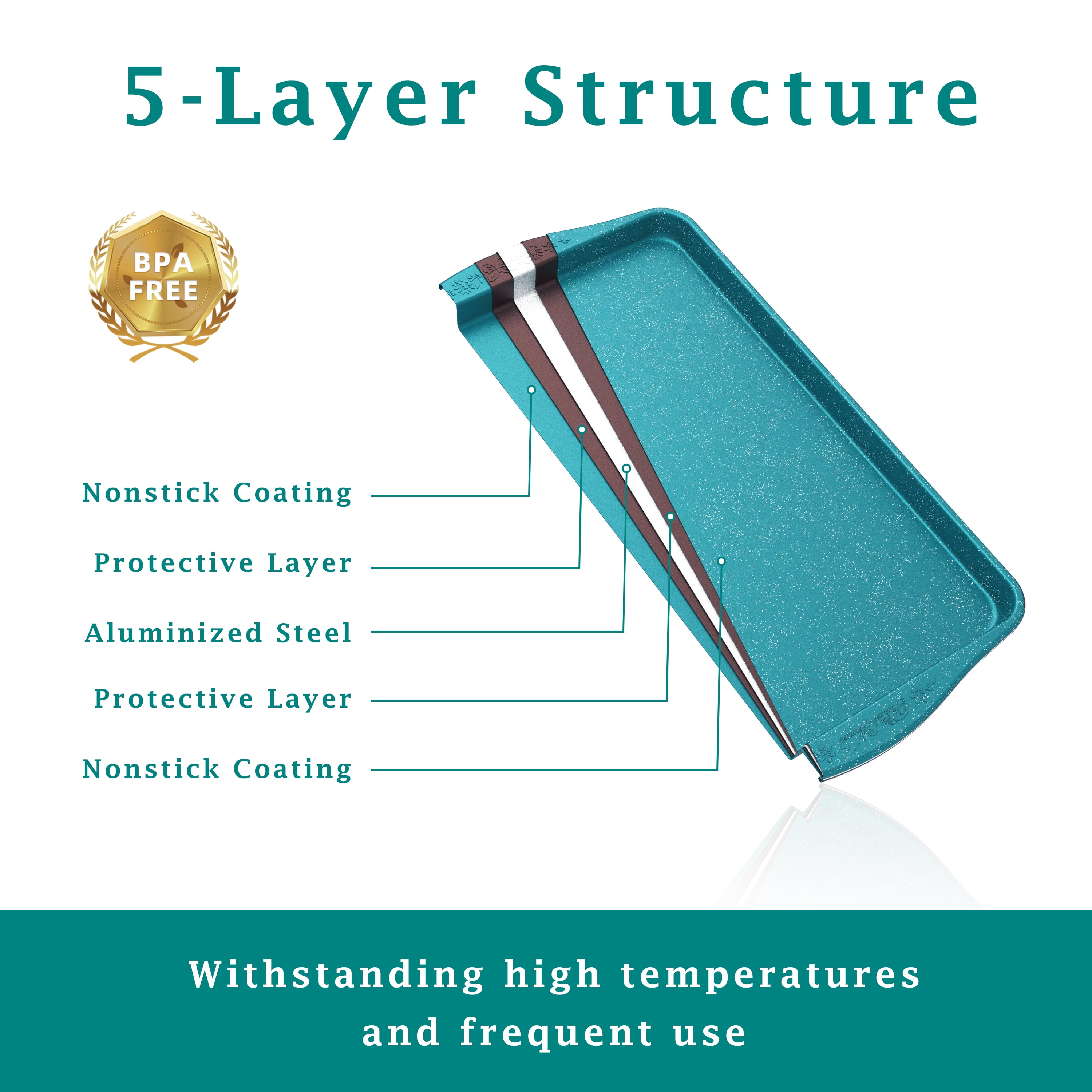 (3 pack) The Pioneer Woman Teal Speckle Timeless 13" x 18" Nonstick Aluminized Steel Large Baking Sheet