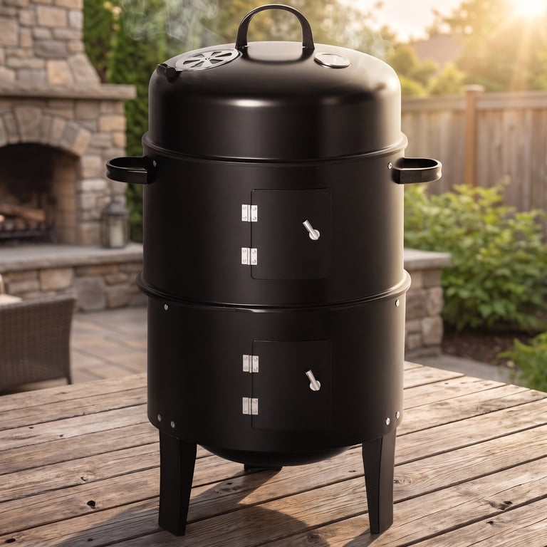 Outsunny 3-in-1 Charcoal Smoker Grill and Fire Pit photo 5