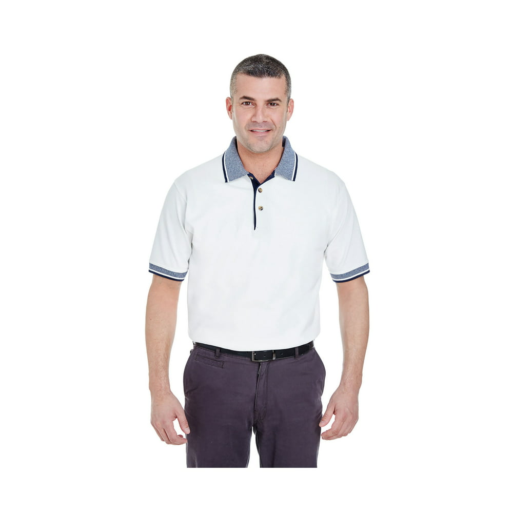 UltraClub - UltraClub Men's White-Body Classic Pique Polo Shirt, Style ...