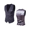 thumbnail image 4 of MAWCLOS Men Jacket Sleeveless Waistcoat Solid Color Vest Slim Fit Fall V Neck Tops Dark Gray 6XL, 4 of 4