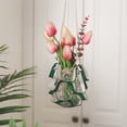 thumbnail image 3 of SPRING PARK Hollow Faux Leather Swing Plant Hanger Indoor Hanging Planter Basket Decorative Flower Pot Holder for Indoor Outdoor Home Decor, 3 of 7
