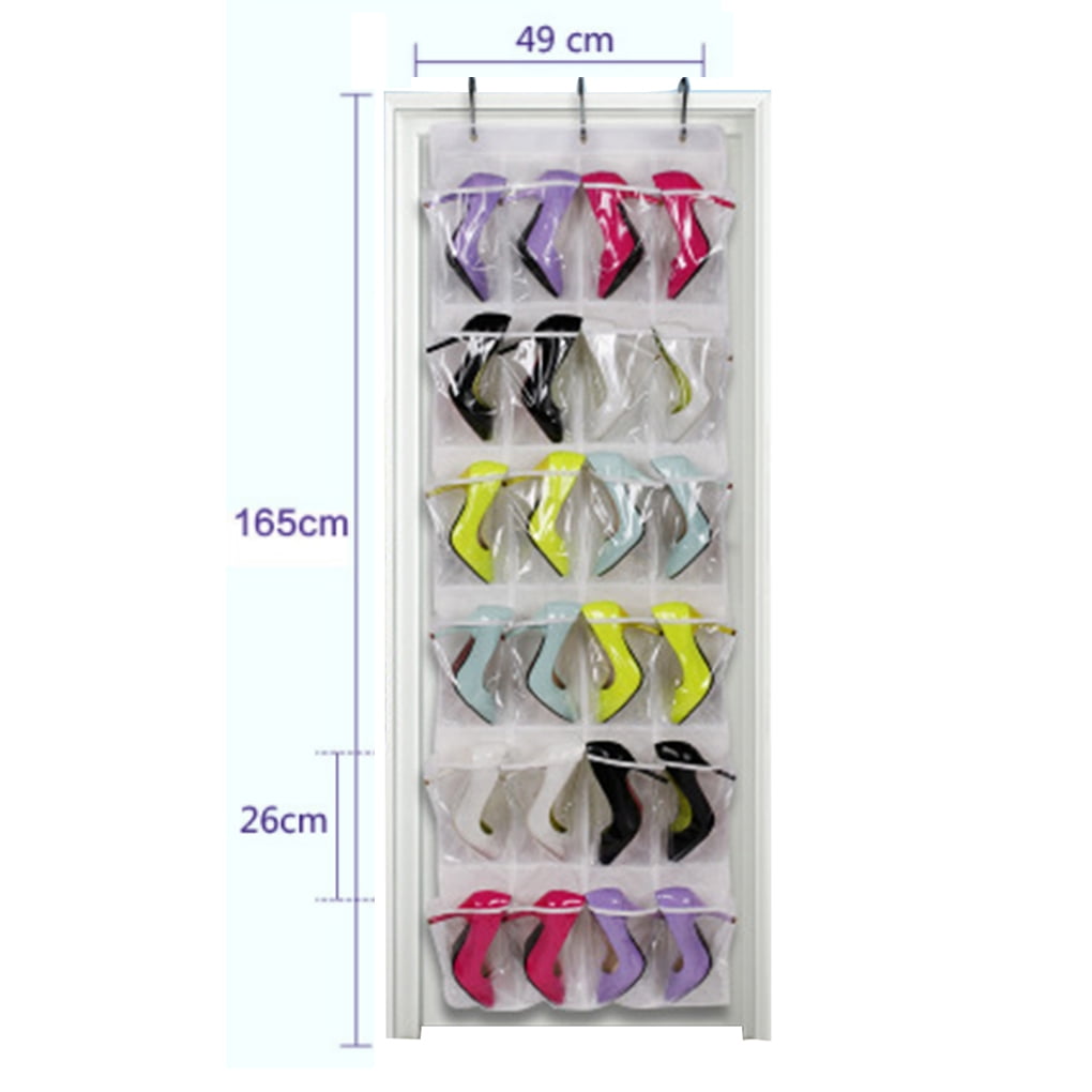 Hanging Shoe Organizer 24 Pockets Storage Over the Door Closet Small Clear NEW 