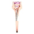 thumbnail image 3 of Solitaire with Accents Engagement Ring for Women - 1.71ct Simulated Pink Diamond in 14K Rose Gold Promise Ring, 3 of 6