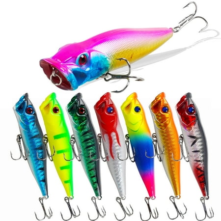 Topwater Popper Fishing Lure Kits 8pcs Bass Lures Hard Baits Lifelike Pencil Swimbait for Freshwater Saltwater Bass Trout Walleye Panfish