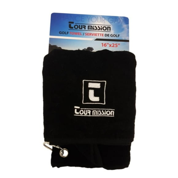 Tour Mission Golf Towel #244, Black Golf Towel