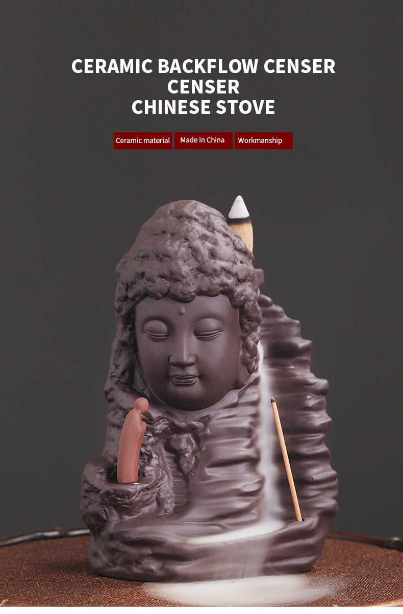 Backflow Incense Burner Zen Handmade Ceramic Incense Holder with Cones for Home Office Decoration Handicraft Aromatherapy