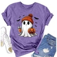 thumbnail image 2 of Women Short Sleeve T Shirts Casual Halloween Print Crew Neck Tee Tops, 2 of 4