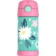 thumbnail image 1 of Bouteille isolée à pression de 12 Oz avec paille Funtainer de Thermos, Fleurs, 1 of 6