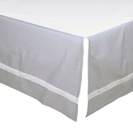The Peanut Shell Tailored Crib Skirt Solid Grey With White Trim