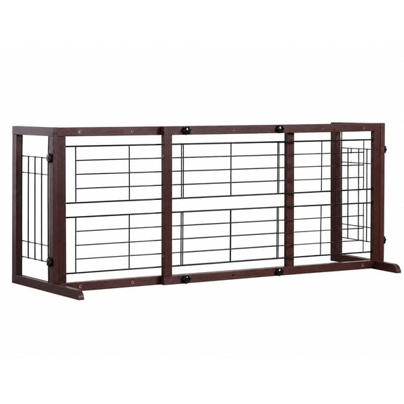 Expandable Wooden Dog Gate Freestanding Low Barrier 38-71 in