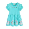 thumbnail image 4 of Trendfront Girls Bunny Embroidery Dresses Crewneck Flutter Sleeve A Line Dress Animal Print Cute Everyday Outfit Dresses, 4 of 7