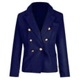 thumbnail image 4 of XFLWAM Womens Casual Blazer Jacket Gold Button Long Sleeve Work Office Blazer Lapel Open Front Suit Jacket Blue M, 4 of 6