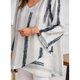 thumbnail image 5 of Camiseta Jumpingount mujer blusa suelta manga larga top rayas cuello en V Blanco 4XL, 5 of 6