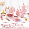 thumbnail image 6 of 22 pcs White Porcelain Tea Set for 6, Luxury British Style Tea/Coffee Cup Set with Golden Trim, Beautiful Tea Set for Women, Tea Party Set, Gift Package (With a Stand), 6 of 10