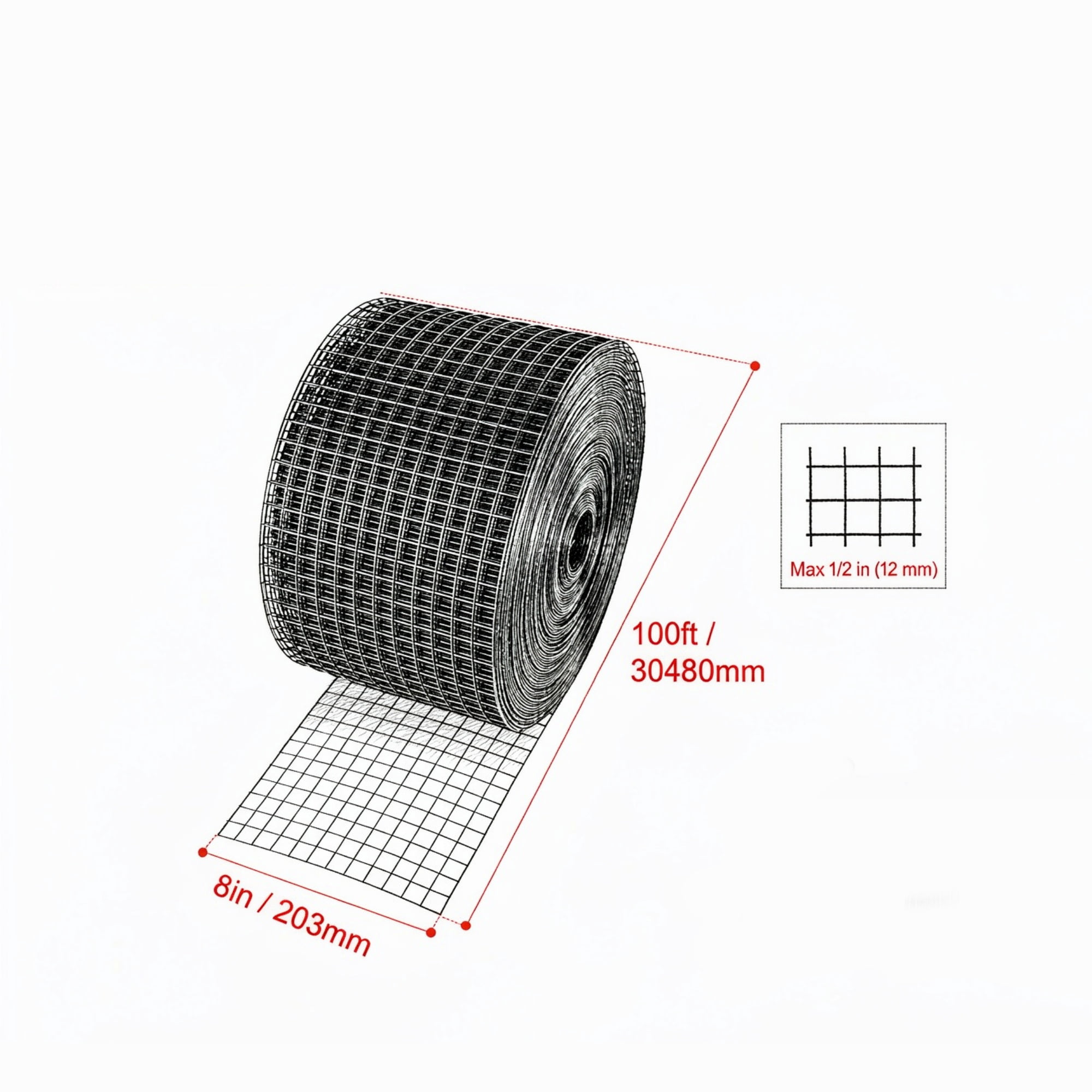 8" x 100ft Solar Panel Bird Guard Kit, Rust-Proof PVC Coated Critter Guard Mesh with 100pcs Aluminum Fasteners