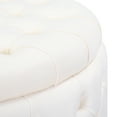 thumbnail image 5 of Costaelm Hank Round 29.5" Velvet Tufted Storage Ottoman, Cream, 5 of 7