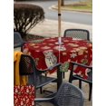 thumbnail image 4 of Outdoor Tablecloth with Umbrella Hole and Zipper, Red Christmas Square Table Cloth 54x54 Inch Waterproof Tablecloth, Xmas Tree Balls Snowman Gingerbread Picnic Table Cover for Patio Camping, 4 of 7