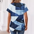 thumbnail image 5 of Dweltoz Shirts for Women Summer Short Sleeve Casual Top V Neck Loose Fit Shirts Beach Vacation Color Block Tees 2026,Dark Blue S, 5 of 7