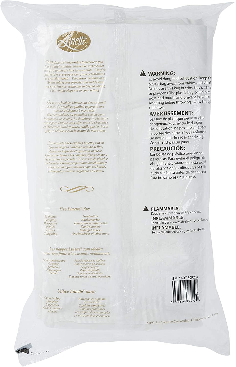 Linette Premium Quality 3-Ply Disposable Plastic Back Tablecloth 7 Pieces 