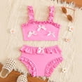 thumbnail image 2 of Zshosam Kids Bikini Girls Swimsuit Bikini Set 2 Piece Bathing Suit Tiered Ruffled Trim Adjustable Straps Girls Swimwear Size 3T 4T,(Pink 3-4 Years), 2 of 6