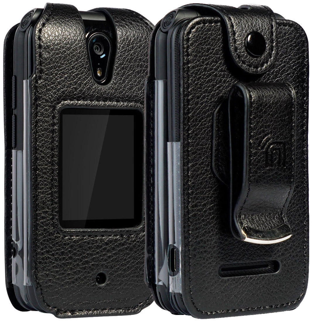 Schok Flip Phone Case, Nakedcellphone Brand [Black Vegan Leather] Form