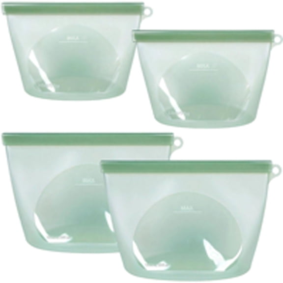 4pcs Reusable Silicone Food Storage Bags Leakproof Stand-up Freezer Bags Portable Airtight Fruit Snack Bags for Meal Prep,1000ml