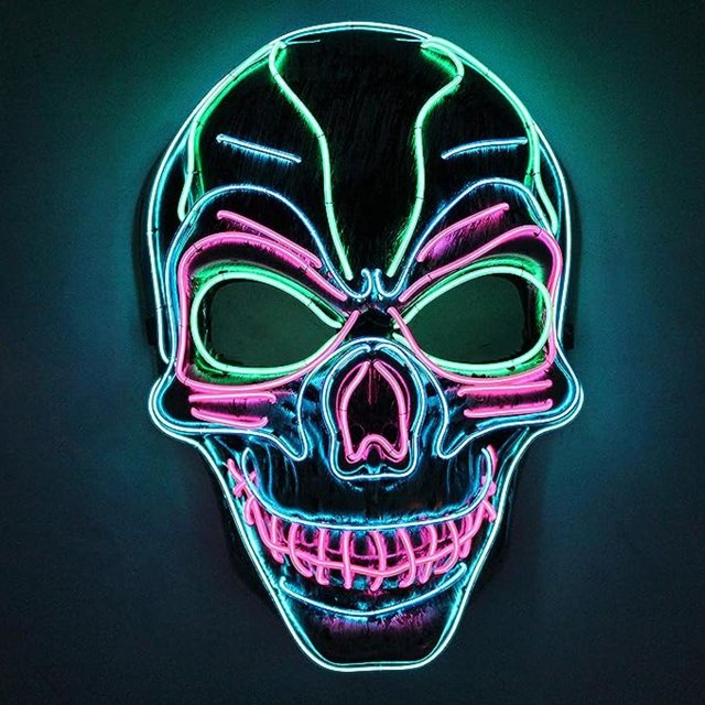 Máscara LED para Halloween, Cosplay, diseño de calavera/payaso iluminado para Halloween, Cosplay, Fiesta