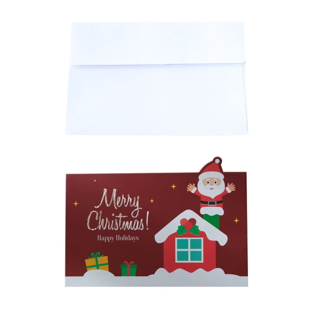 Christmas Greeting Cards With Envelopes And Stickers 10 Pack Glitter Holiday Cards Featuring Father Christmas And Snowman Designs 5.9 in x 3.9 in