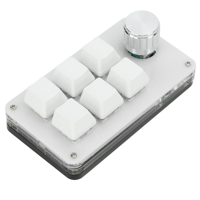 Teclado macro programable con una mano, mini teclado mecánnico macro de 6 teclas para juegos teclado mecánico con una mano teclado programable con acceso direto perilla