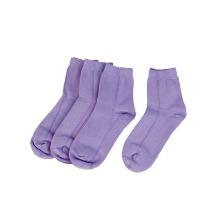 Unique Bargains - Solid Lilac Color Spring Wear 4-Pair Pack Crew Socks ...