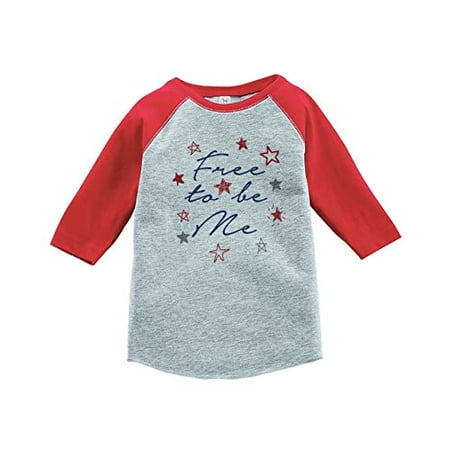 

Custom Party Shop Kids Free to be Me 4th of July Red Baseball Tee