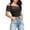 Black-#002, variant on Womens Cold Shoulder Tops Mesh Sexy Short Sleeve Crop Blouse Ruched Asymmetrical Hem Cute Beach Clubwear,Light Purple XL