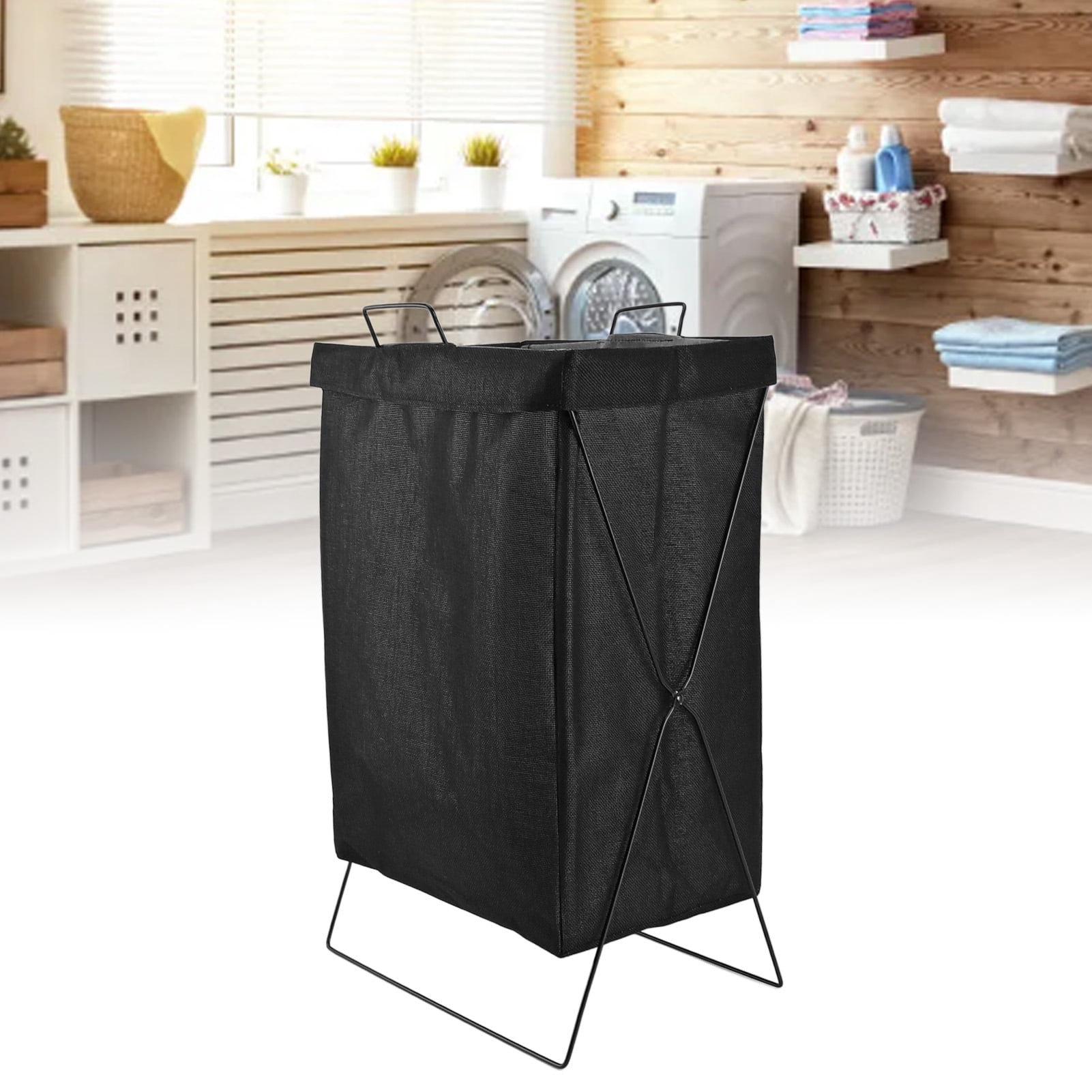 Panier à linge sale pliable avec 2 grilles pour séparer les vêtements