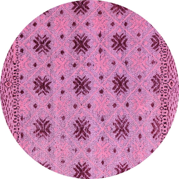 Ahgly Company Indoor Round Abstract Purple Modern Area Rugs, 5' Round