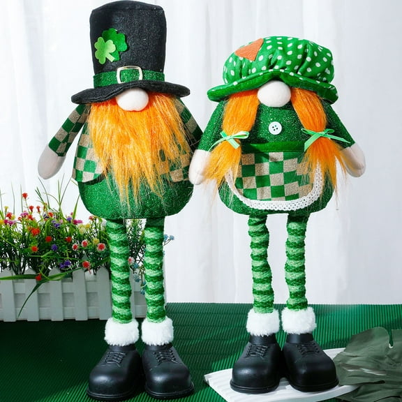 VWRXBZ St. Patrick's Day Leprechaun Gnome Doll Adjustable Height 12-18 Inch Fabric Faceless Plush Decoration for Home Party Table Shelf Gift