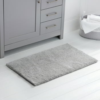 Better Homes and Gardens Thick and Plush Bath Rug, 20 x 34, Soft Silver