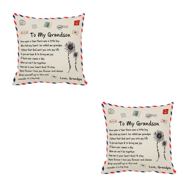 Moyic Funda de almohada Funda de almohada cuadrada de fibra Funda de cojín de sofá lavable con letras, GP to Grandson médico de cabecera a nieto 2piezas