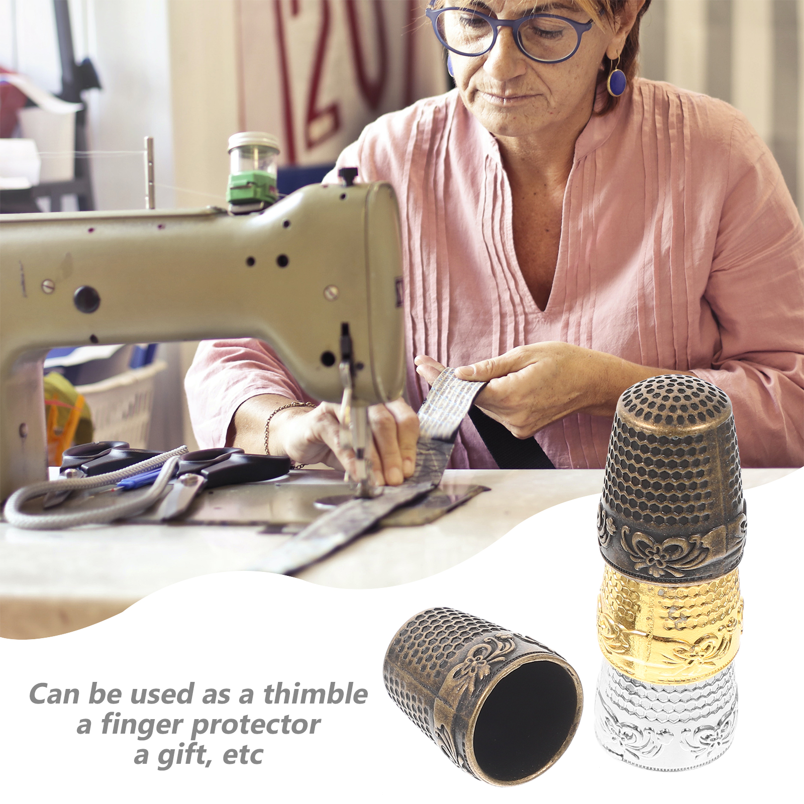 5 Pieces Finger Sewing Thimble Embroidery Accessories Accessory