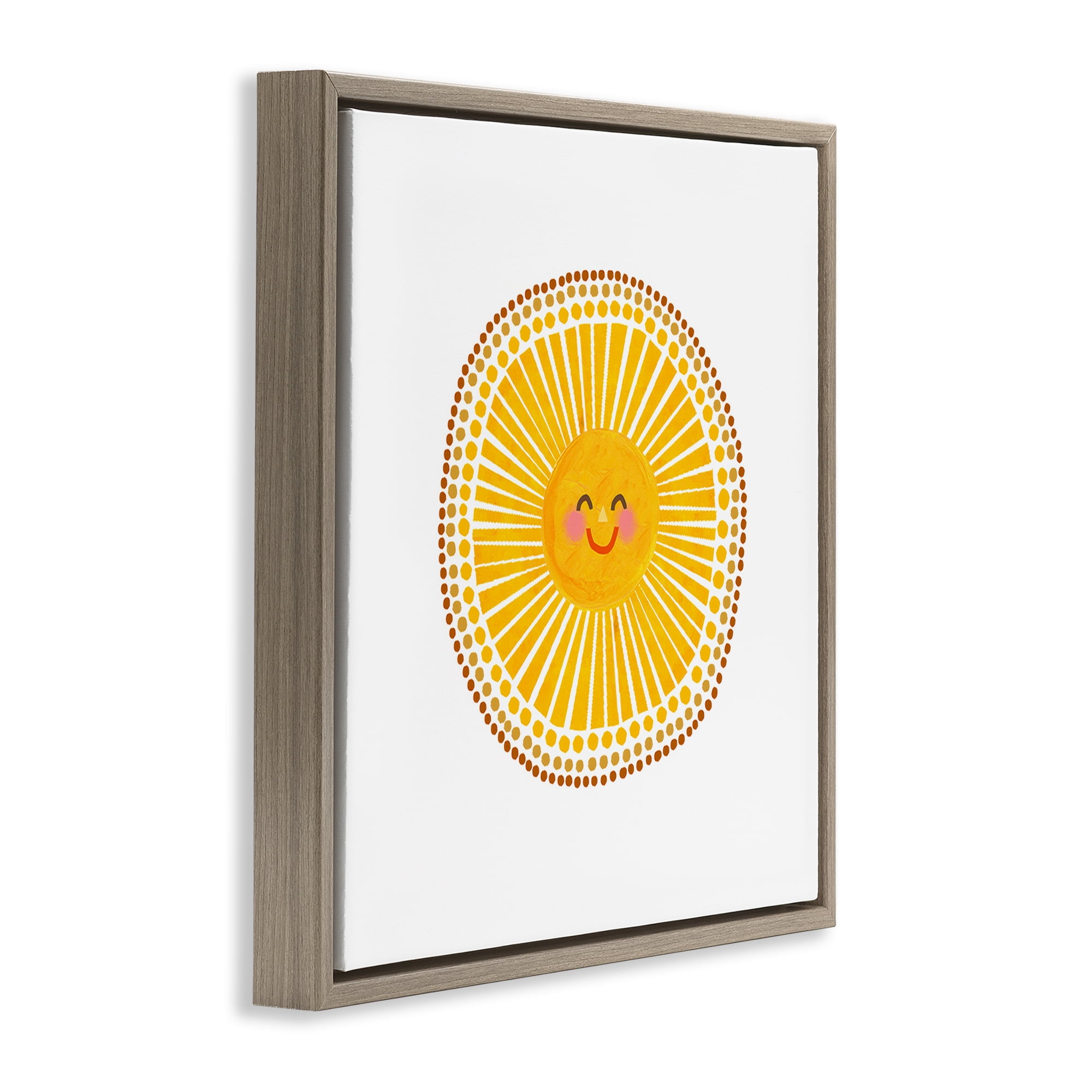 Stupell Industries Yellow Sun's Smile Brown Framed Floater Canvas Wall Art, design by Katherine Herrell Studio