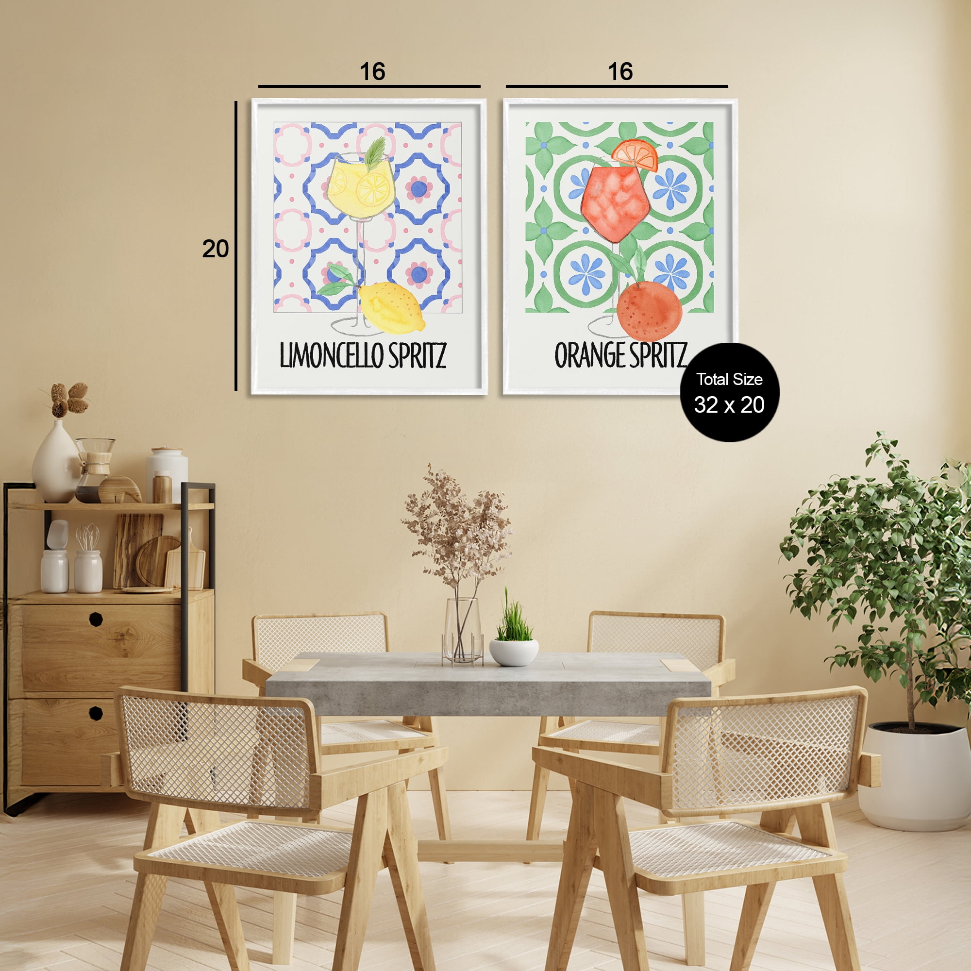 Stupell Industries Citrus Spritz On My Mind 2 Piece White Framed Giclee Art Set, design by Nina Jacobs