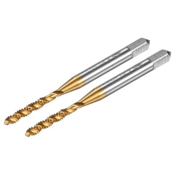 Uxcell 2-Pack 4-40 UNC Spiral Flute Thread Tap, HSS Titanium Coated Right Hand Threading Tap Screw Tapping Tool