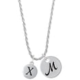 thumbnail image 1 of Delight Jewelry Silvertone Capital Letter - X - Pebble Disc - Silvertone Script Initial Disc - M - Charm Necklace, 20"+3", 1 of 4