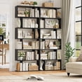 thumbnail image 5 of Homfa Geometric Bookcase Wooden Wood S Shape Storage Display Unit Bookcase Bookshelf 6-tier Storage, 75" H x 27.6" W, Black, 5 of 8