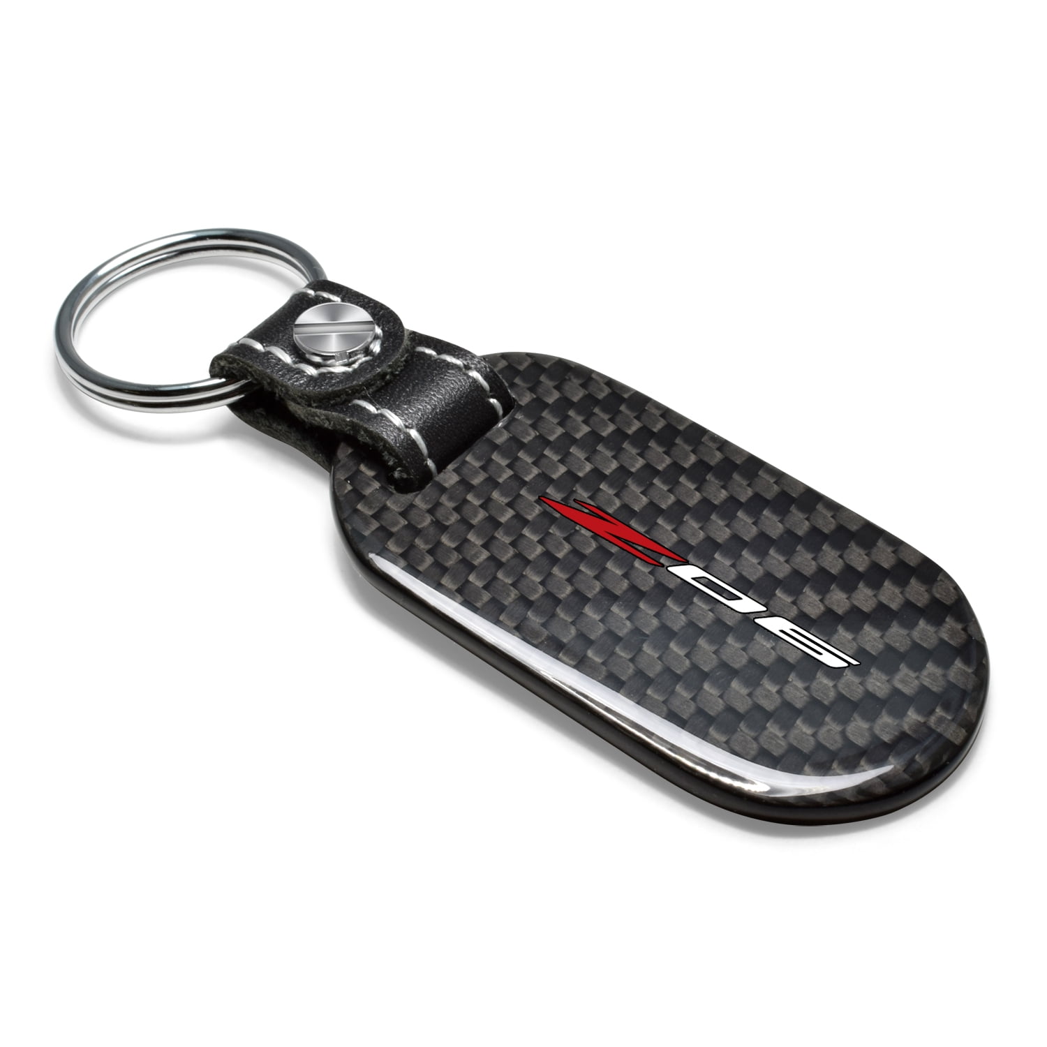 iPick Image for Chevrolet Corvette C8 Z06 Real Black Carbon Fiber Tag Style Key Chain, Official Licensed
