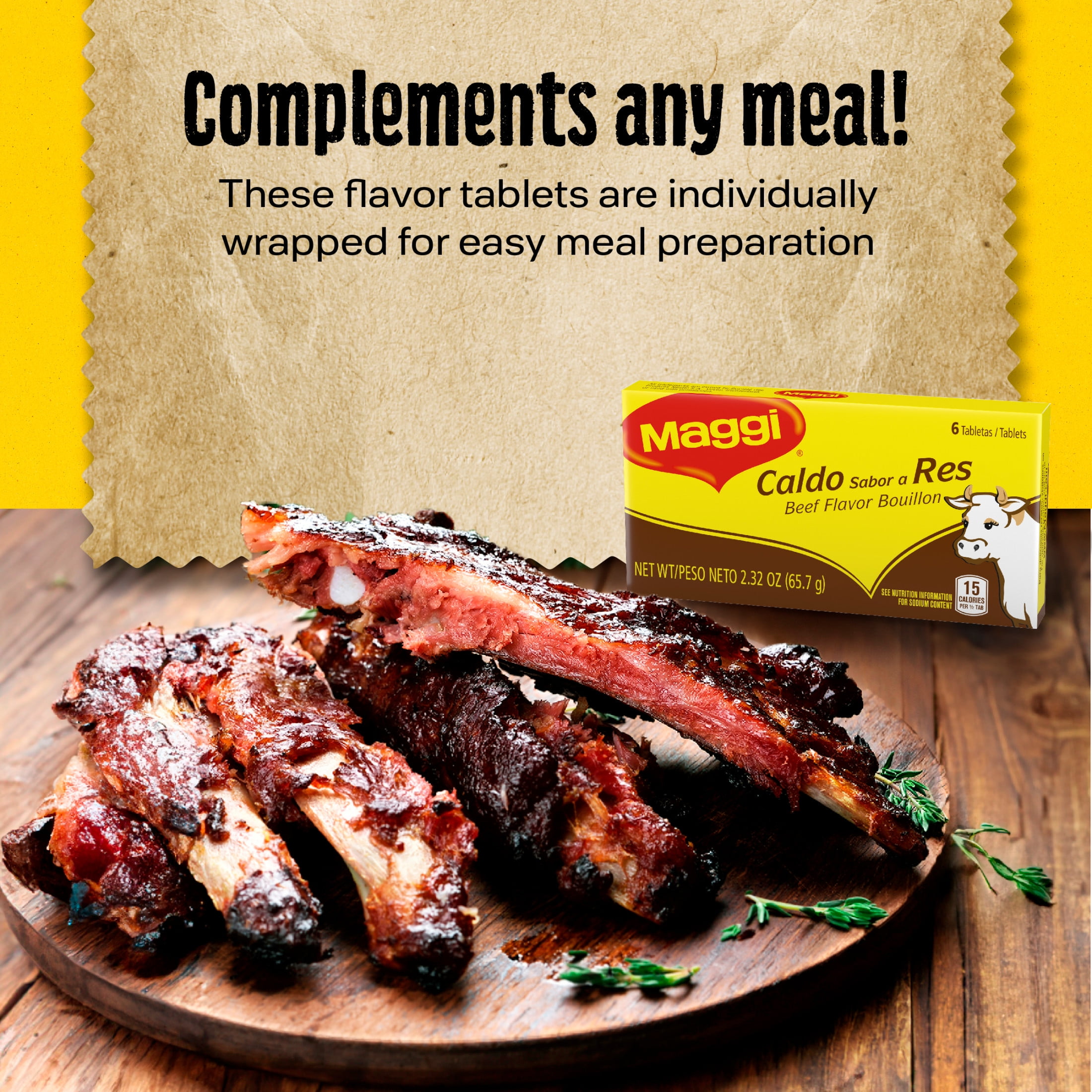 (48 pack) Maggi Caldo Sabor A Res Beef Flavor Bouillon Cubes, Beef Bouillon, Soup Seasoning, 6-CT 2.32 oz